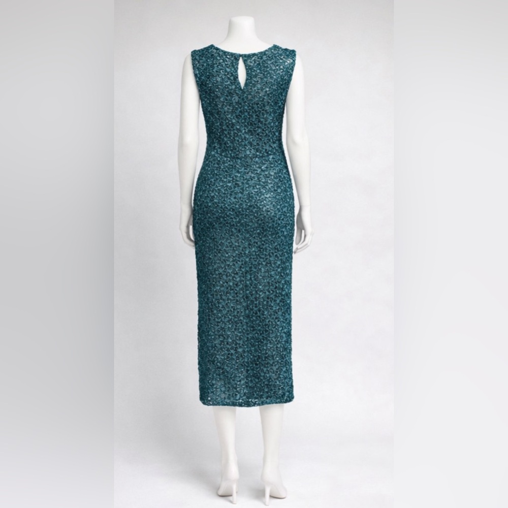 Vintage Vivienne Tam Metallic Blue Woven Crochet Dress Cowl Neck S NWOT Rare - Picture 4 of 11